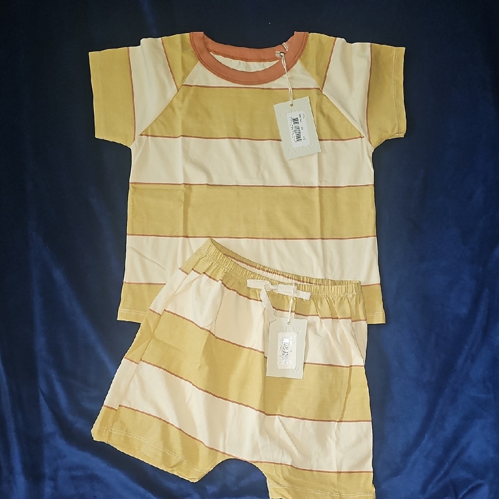 Striped Yellow and Cream Kids Matching Set
